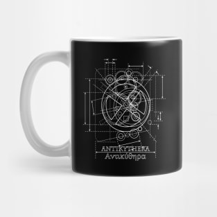 Antikythera Mechanism White Line Drawing Mug